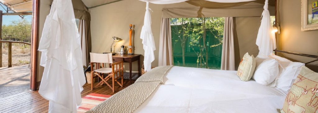 Featured Ongava safari tent with deck and bush view