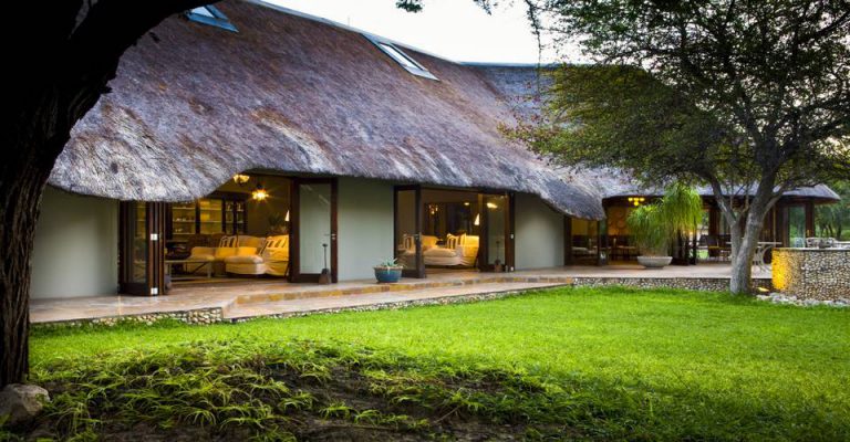 Family accommodation chalet and lawn at Mushara Lodge