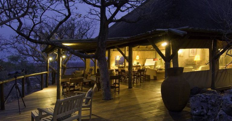 Little Ongava main deck illuminated after sunset