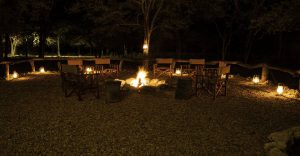 lodge near Etosha – fireside lapa dining area at night