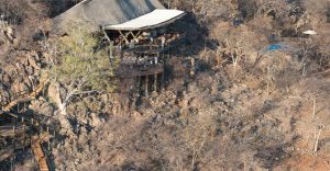 Aerial view of the hilltop main area at Ongava Lodge