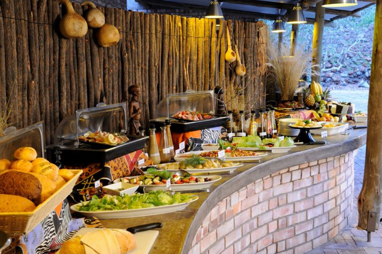 Restaurant buffet at accommodation near Okaukuejo
