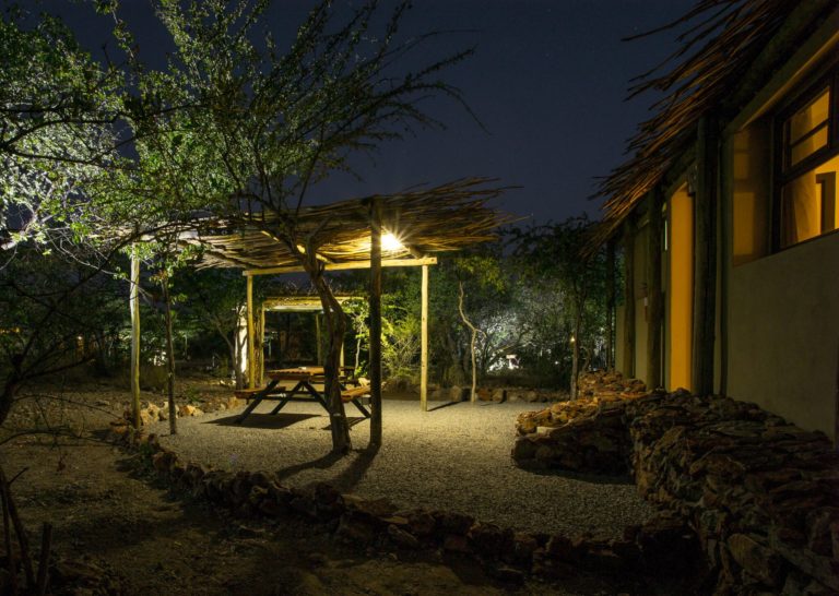 Private patio outside an Etosha Village accommodation unit
