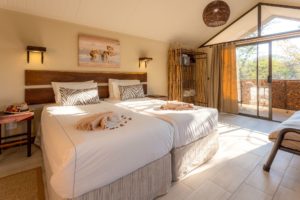 Twin-bedded accommodation unit at Etosha Village