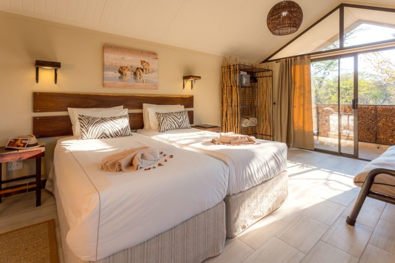 Twin-bedded accommodation unit at Etosha Village