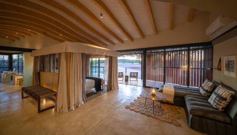 Natural-stone suite interior at Anderssons Camp