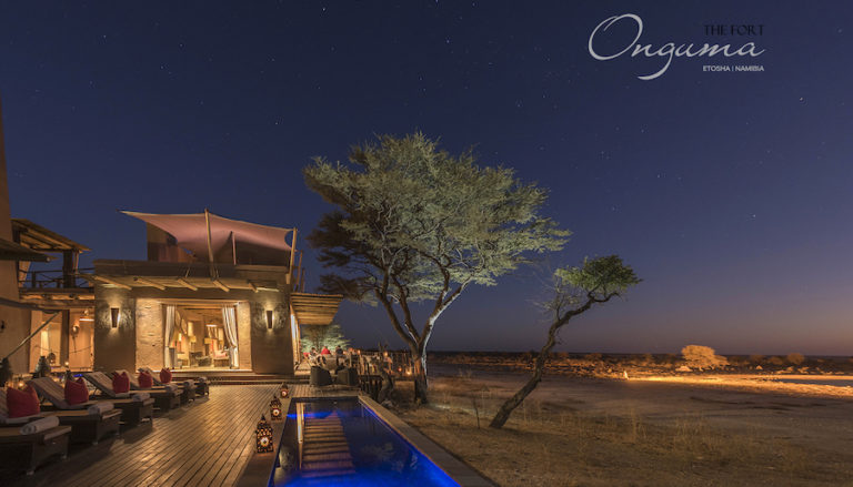 Onguma The Fort pool and main building at night