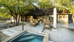 Private plunge pool and terrace at Villa Mushara