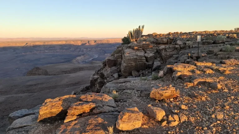 Golden evening light on the Fish River Canyon rim