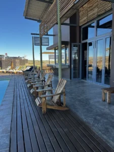 Timber deck outside the Fish River Lodge main building