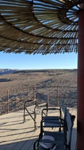 Private chalet patio looking across Fish River Canyon