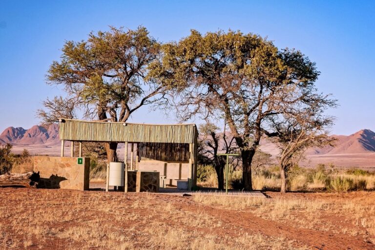 southern Namibia accommodation – private campsite shelter under a camel-thorn