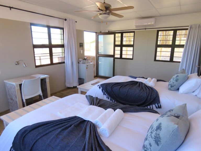southern Namibia accommodation – twin guest room with large windows