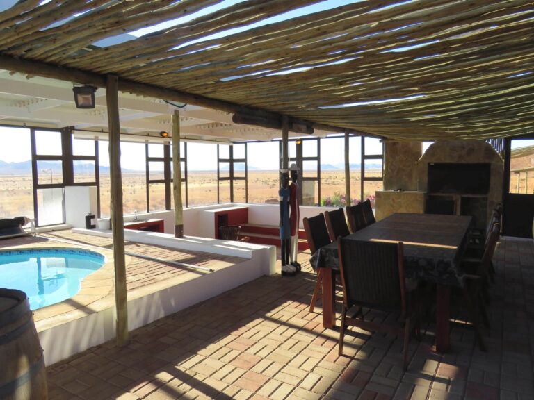 southern Namibia accommodation – covered villa dining terrace and splash pool