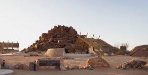 Sesriem self-catering accommodation – communal boma among granite rocks