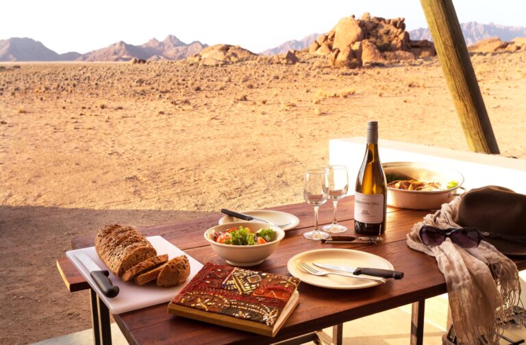 Desert Quiver accommodation – self-catering meal on a private patio