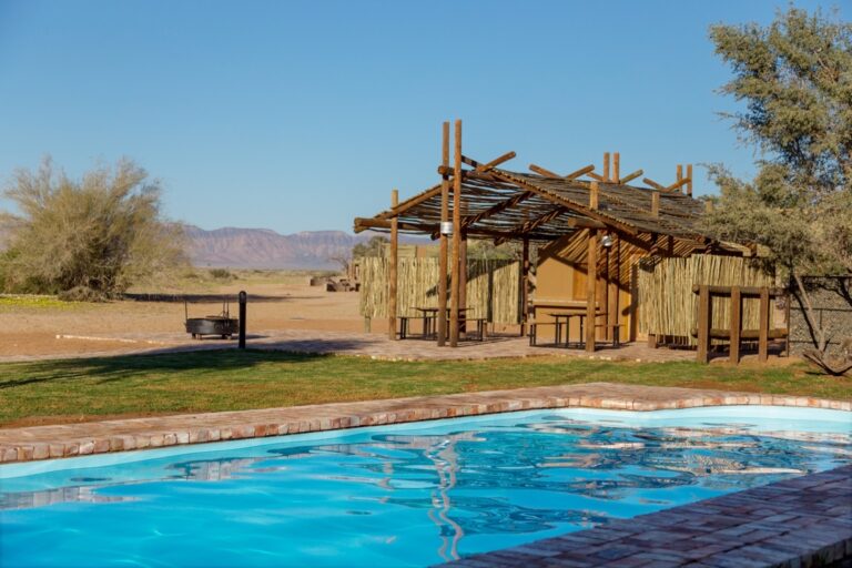 self-catering accommodation near Sossusvlei – pool beside the communal boma