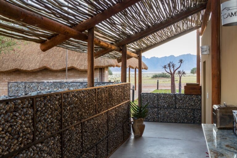 Sesriem desert camp – shaded reception walkway