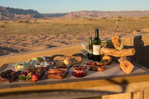Taleni Desert Camp – ordered food hamper on the desert veranda