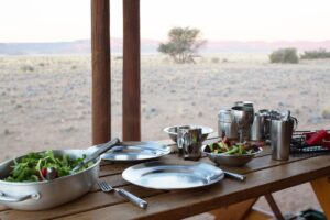 Taleni Desert Camp – self-catering breakfast on the veranda
