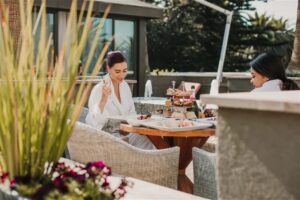 Swakopmund beachfront hotel – afternoon tea on the spa terrace