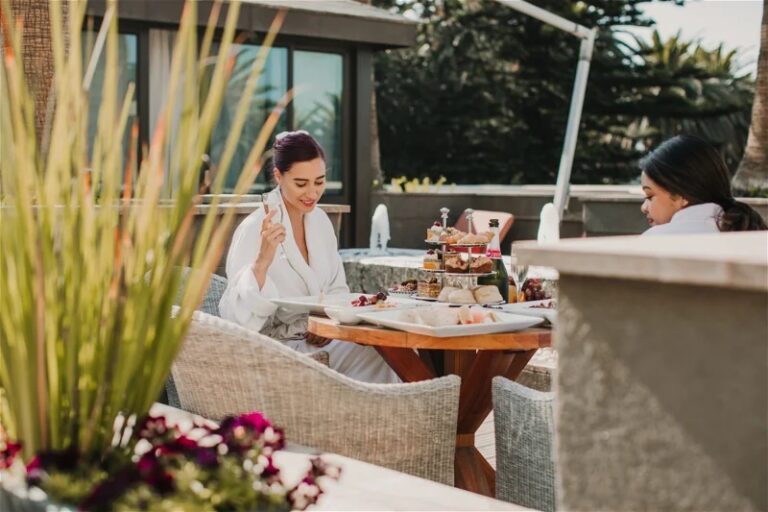 Swakopmund beachfront hotel – afternoon tea on the spa terrace