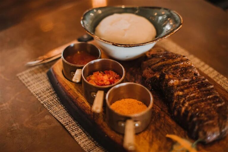 hotel on the Mole Swakopmund – grilled steak served with sauces