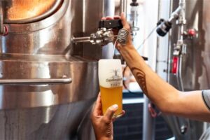 Swakopmund beachfront hotel – craft beer poured from the brewery tank