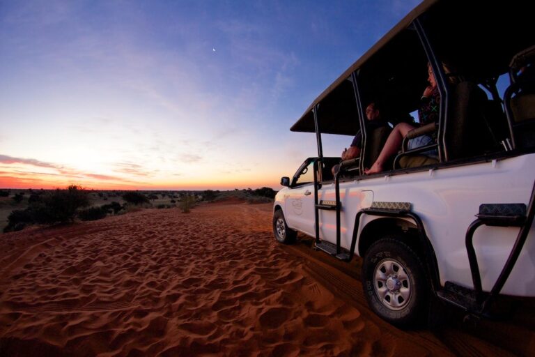 Kalahari lodge near Mariental – game drive across red dunes
