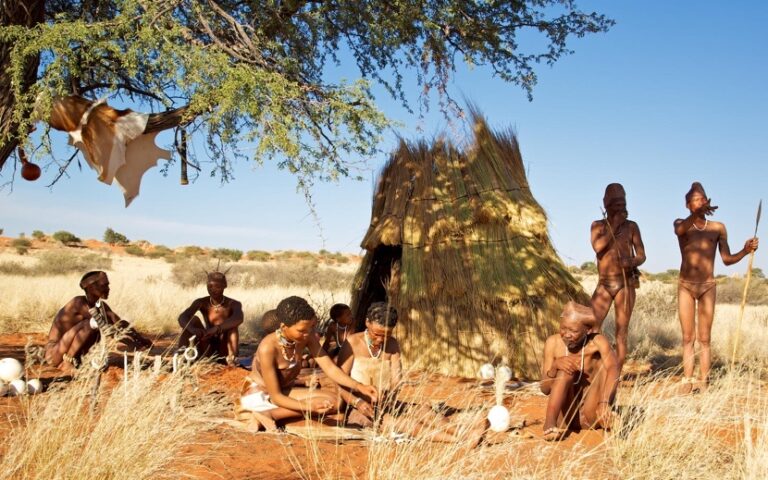 Kalahari Desert accommodation – cultural demonstration beneath a tree