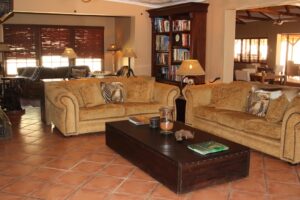 Bagatelle Kalahari Game Ranch – main farmhouse lounge