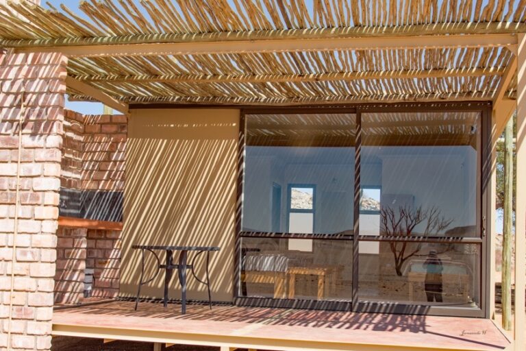 Solitaire desert accommodation – private shaded room veranda