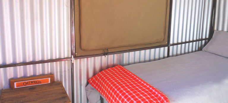 Vioolsdrift accommodation – simple beds inside a recycled shack