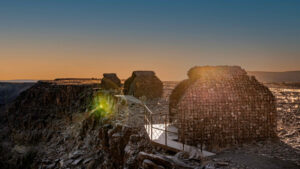 Fish River Canyon lodge – stone chalet exterior at sunrise