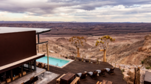 Fish River Canyon lodge – pool and canyon vista from the lounge