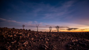 southern Namibia lodge – rocky desert landscape at dusk