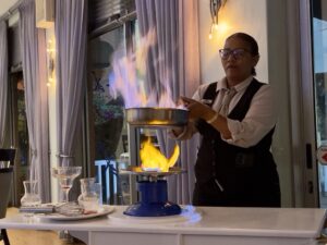 Lüderitz seafront hotel – tableside flambé service