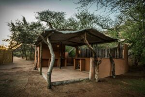Namibia safari lodge – private campsite shelter among trees