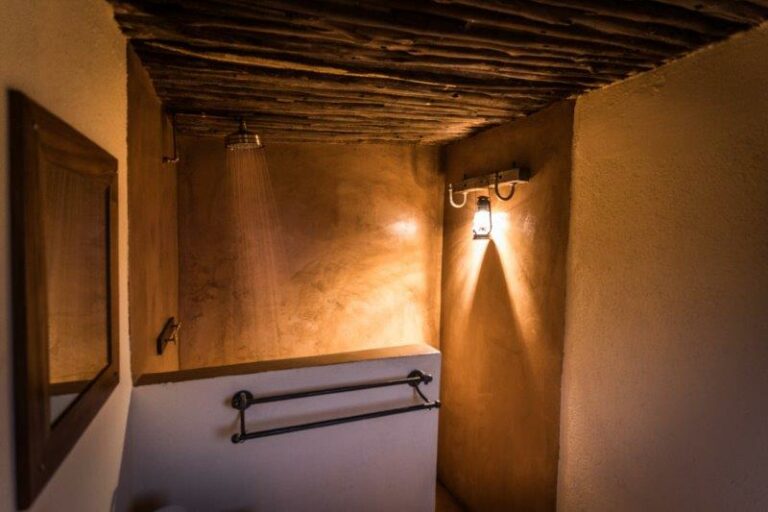 Mount Etjo accommodation – walk-in shower at a campsite ablution