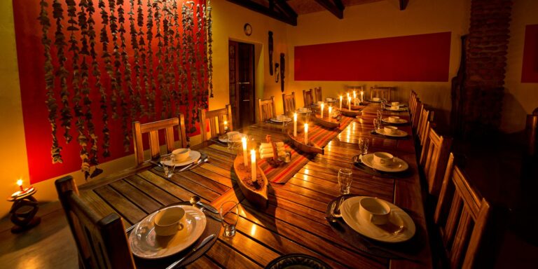 Tiras Mountains accommodation – dinner table prepared for lodge guests
