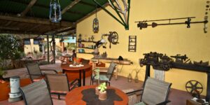 Namtib Biosphere Reserve – covered dining area with historic farm implements