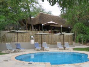 Shametu River Lodge – main lodge terrace above the swimming pool