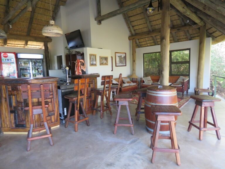 Shametu River Lodge – restaurant and bar beneath a thatched roof