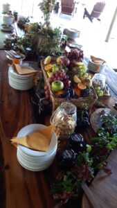 Popa Falls accommodation – colourful buffet table prepared for dinner