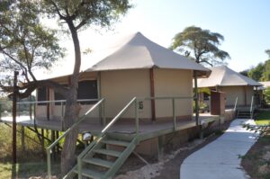 Divundu river lodge – tented chalets connected by a walkway