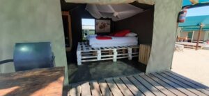 Spitzkoppe Mountain camp – small canvas tent and wooden deck