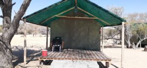 Spitzkoppe campsites – basic tent exterior with covered deck