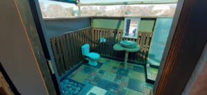 Spitzkoppe Tented Camp – private bathroom with toilet and basin