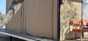 Spitzkoppe accommodation – covered deck outside a simple tent