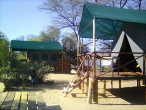 Spitzkoppe Mountain camp – raised canvas tent with a shaded deck
